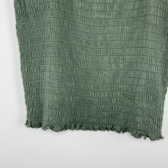 Love Fire Oliveline Green Short Sleeve Square Neck Smocked Top NWT Kids Large - Picture 4 of 8